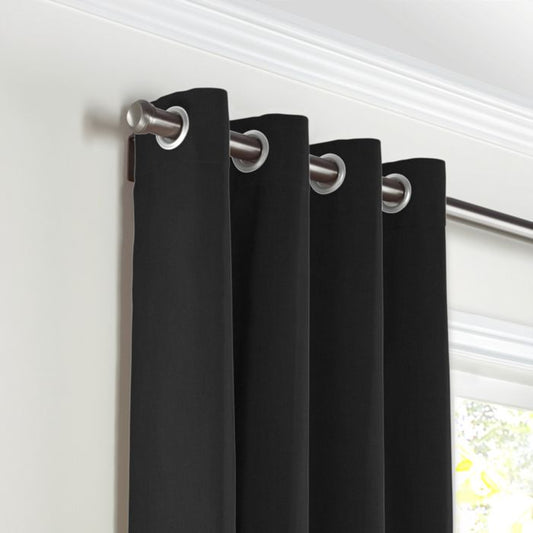 Grommet Drapery in Classic Linen - Black