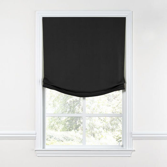 Relaxed Roman Shade in Classic Linen - Black