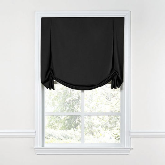 Tulip Roman Shade in Classic Linen - Black