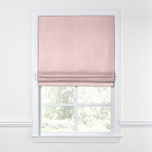 Flat Roman Shade in Classic Linen - Blush