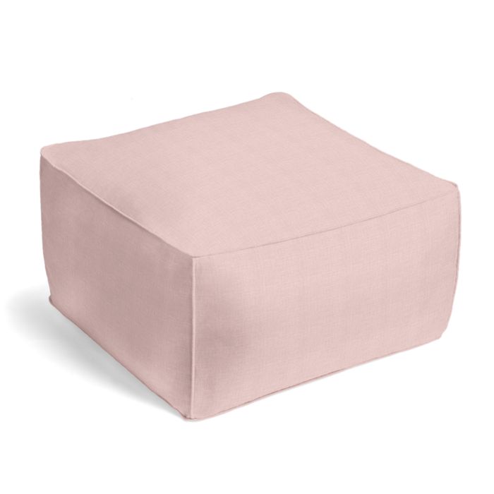 Square Pouf in Classic Linen - Blush
