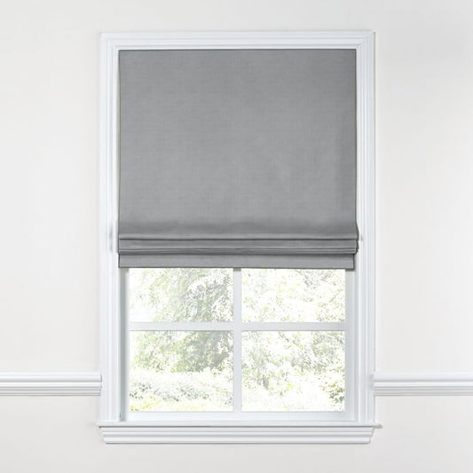 Flat Roman Shade in Classic Linen - Cement