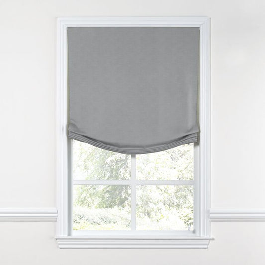 Relaxed Roman Shade in Classic Linen - Cement