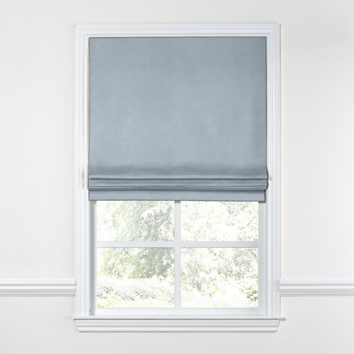 Flat Roman Shade in Classic Linen - Storm