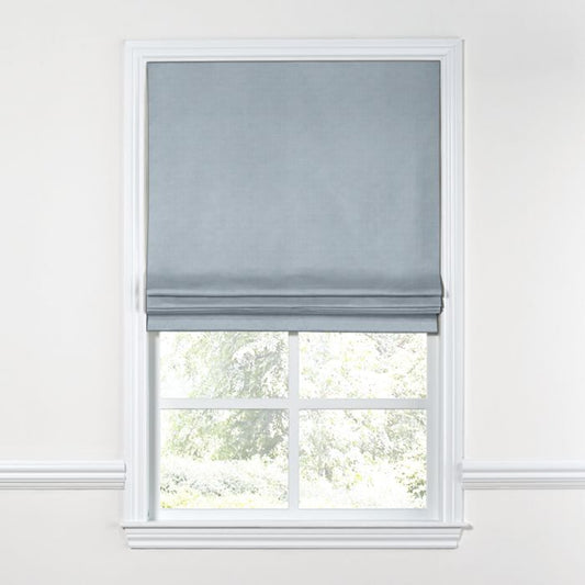 Flat Roman Shade in Classic Linen - Storm