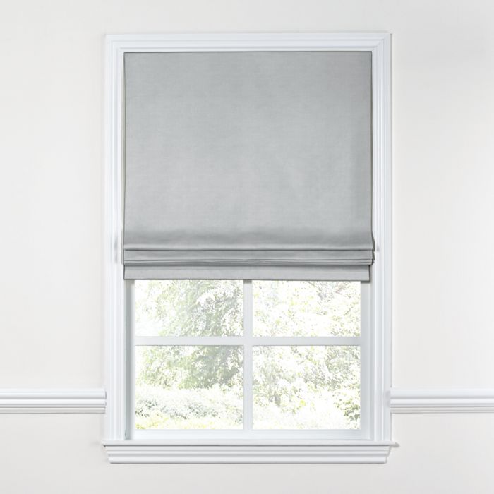 Flat Roman Shade in Classic Linen - Gray
