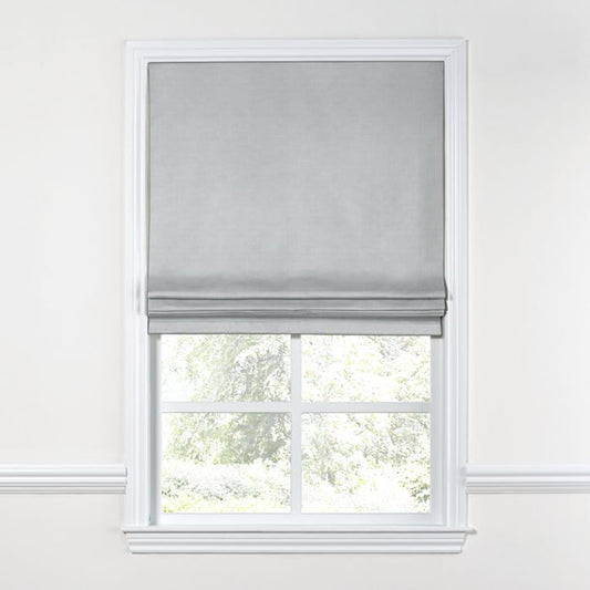 Flat Roman Shade in Classic Linen - Gray