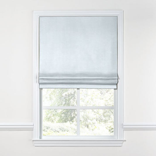 Flat Roman Shade in Classic Linen - Mineral