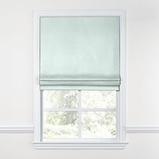 Flat Roman Shade in Classic Linen - Mint