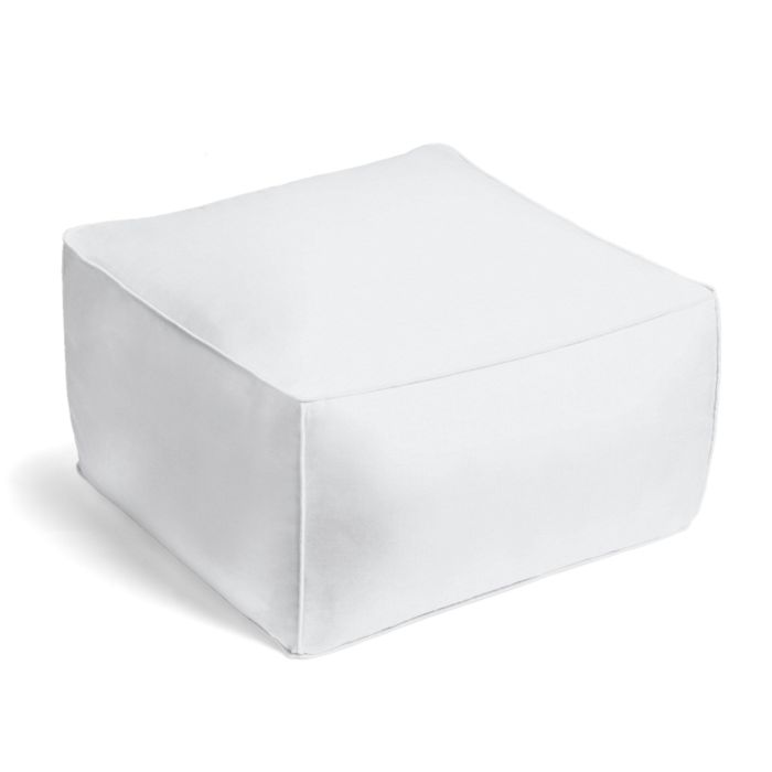 Square Pouf in Classic Linen - Optic White