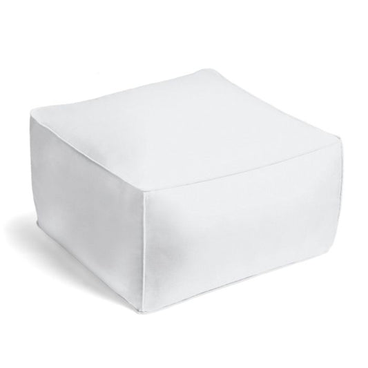 Square Pouf in Classic Linen - Optic White