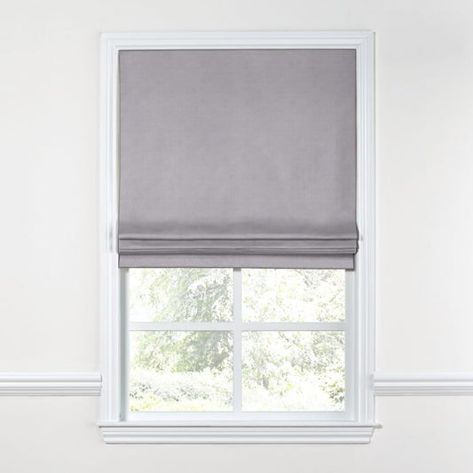 Flat Roman Shade in Classic Linen - Orchid