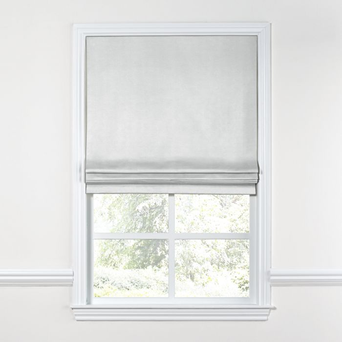 Flat Roman Shade in Classic Linen - Silver
