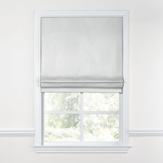 Flat Roman Shade in Classic Linen - Silver