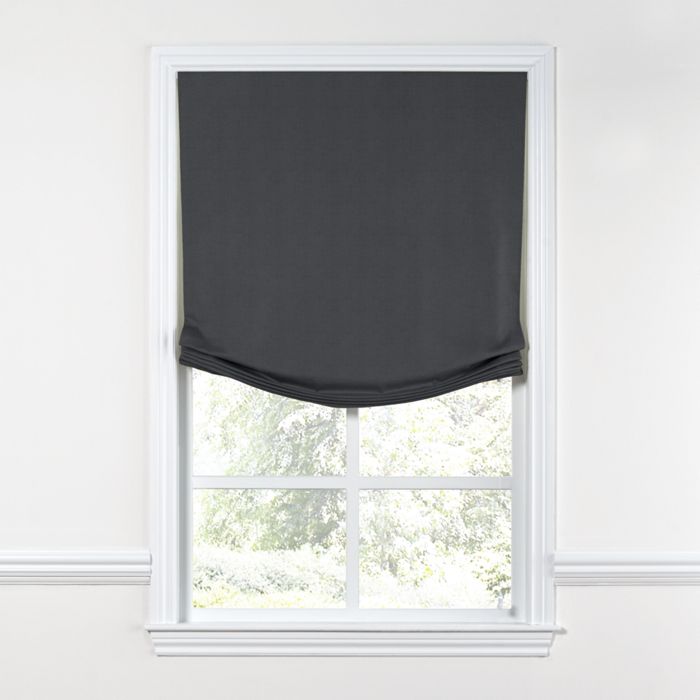 Relaxed Roman Shade in Classic Linen - Steel