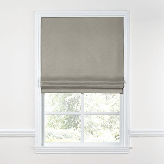 Flat Roman Shade in Classic Linen - Stone