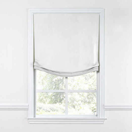 Relaxed Roman Shade in Classic Linen - White