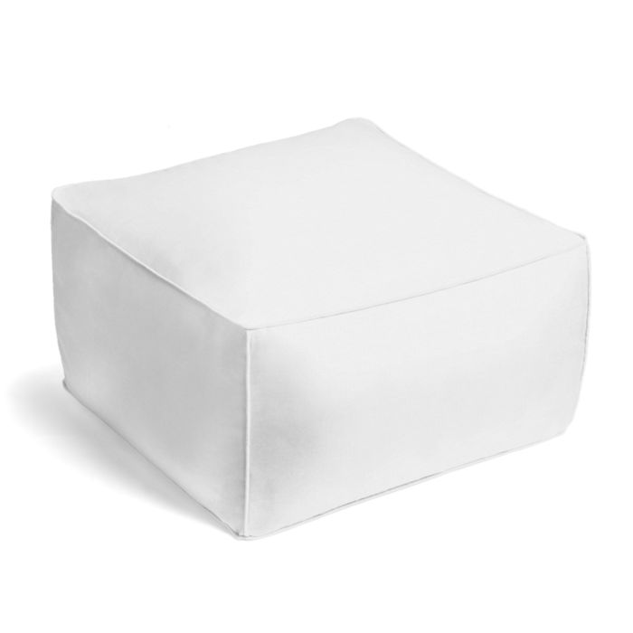Square Pouf in Classic Linen - White