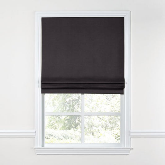 Flat Roman Shade in Classic Velvet - Charcoal