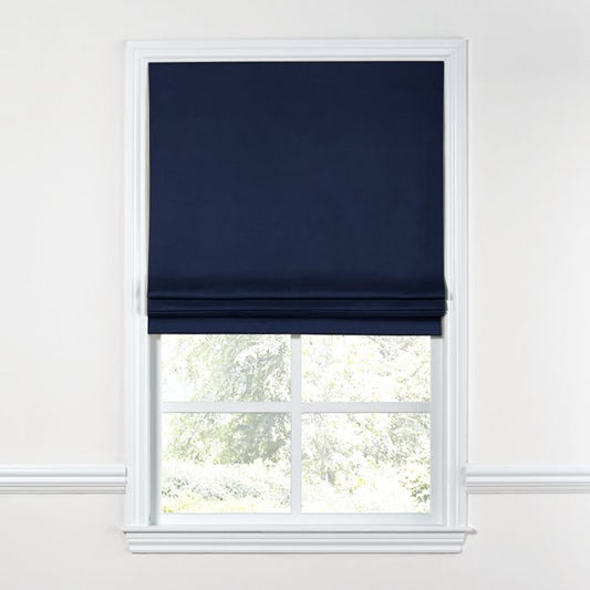 Flat Roman Shade in Classic Velvet - Navy