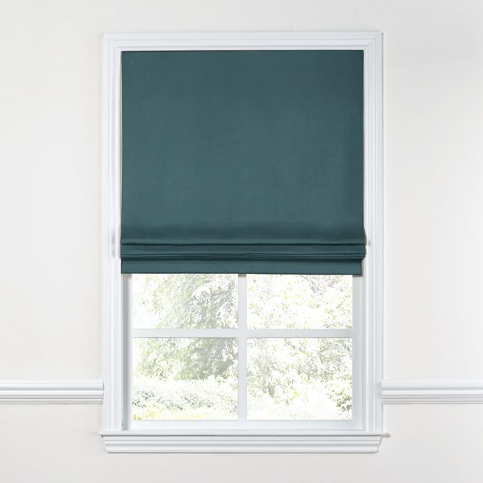 Flat Roman Shade in Classic Velvet - Peacock