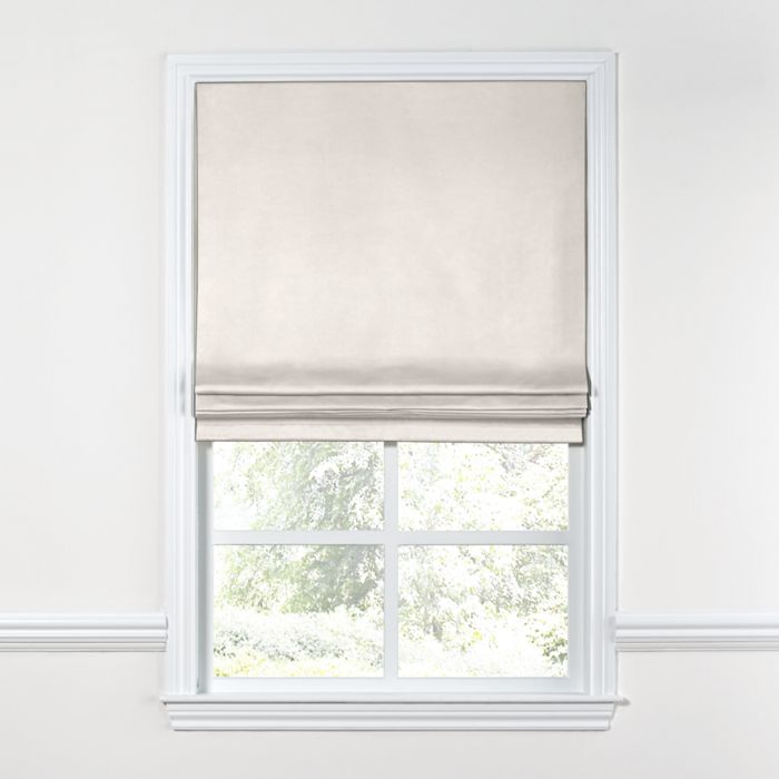 Flat Roman Shade in Classic Velvet - Snow