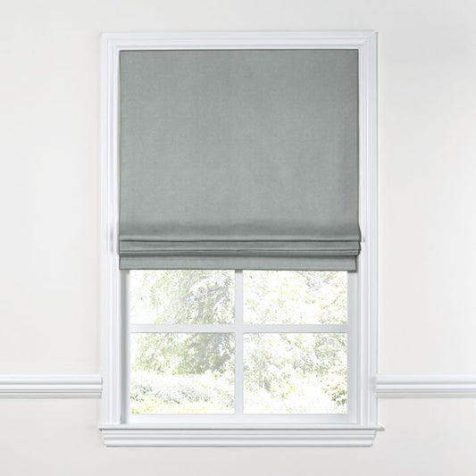 Flat Roman Shade in Classic Velvet - Sterling