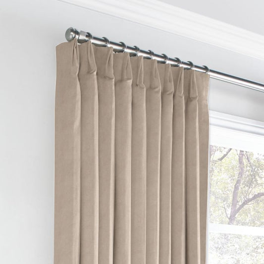 Euro Pleat Drapery in Classic Velvet - Taupe