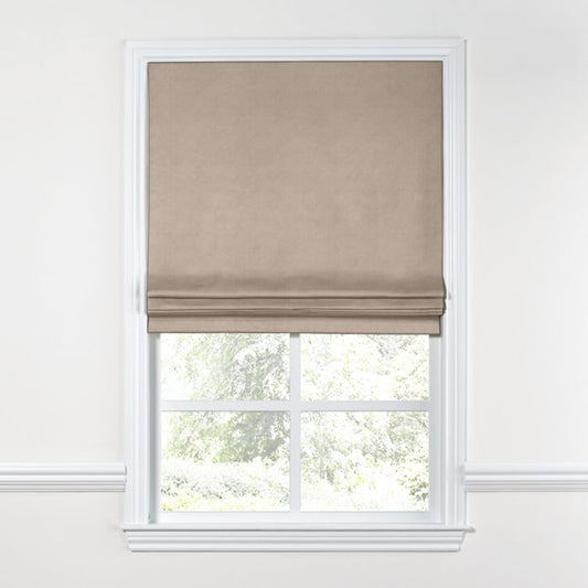 Flat Roman Shade in Classic Velvet - Taupe