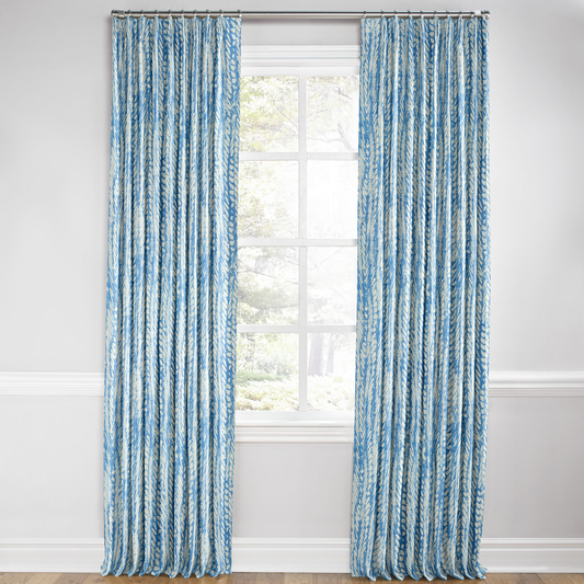 Euro Pleat Drapery in Rope Walk - Persian Blue
