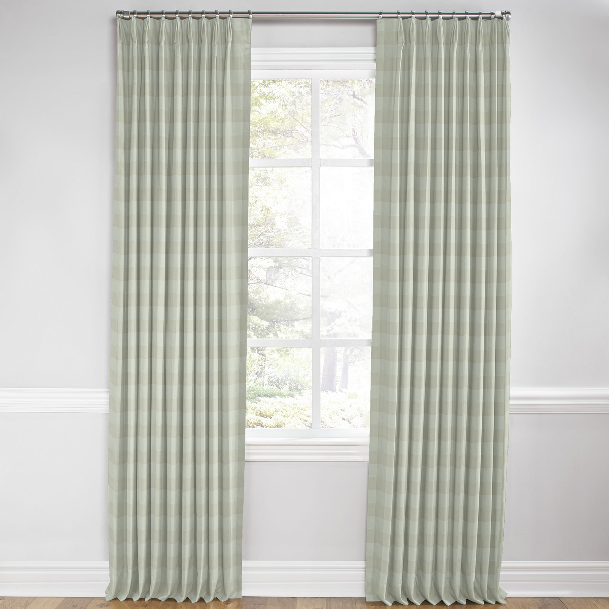 Euro Pleat Drapery in Foxy Plaid - Dune