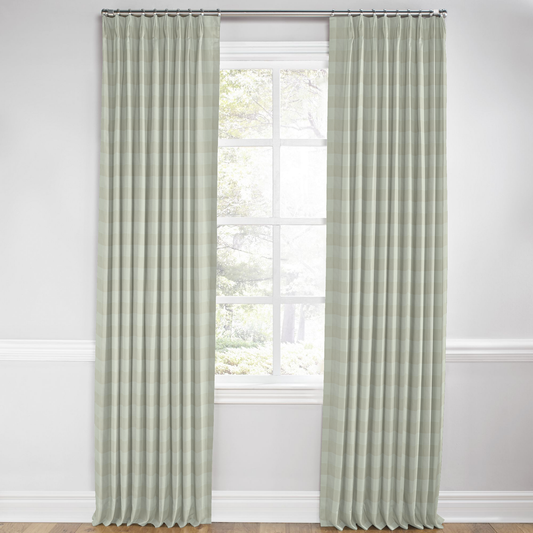 Euro Pleat Drapery in Foxy Plaid - Dune