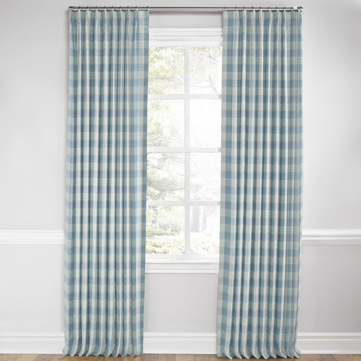 Euro Pleat Drapery in Foxy Plaid - Harbor