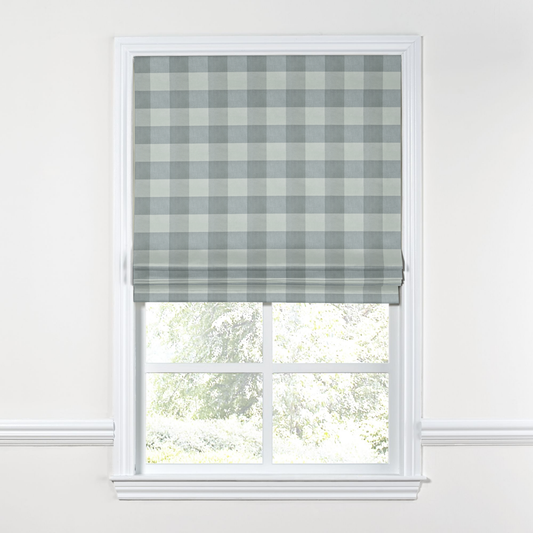 Flat Roman Shade in Foxy Plaid - Dusk