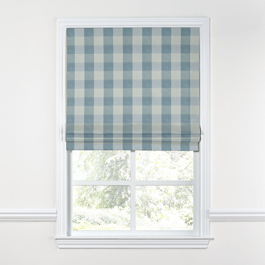 Flat Roman Shade in Foxy Plaid - Harbor