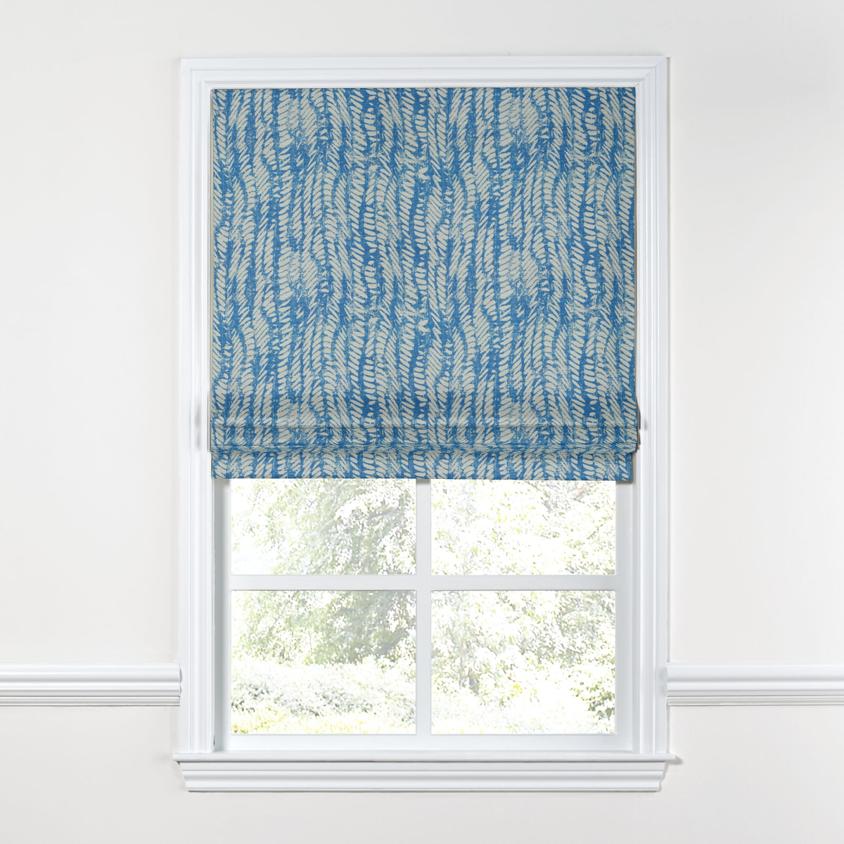 Flat Roman Shade in Rope Walk - Persian Blue