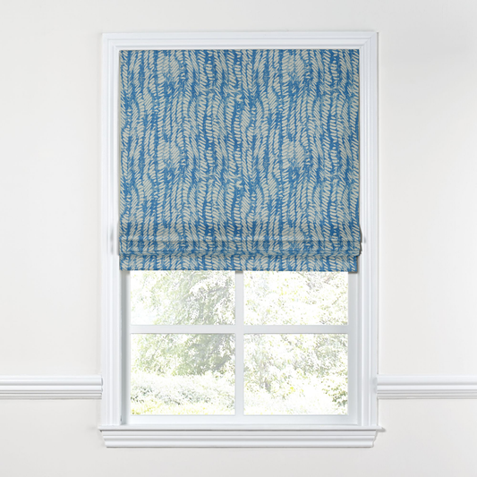 Flat Roman Shade in Rope Walk - Persian Blue