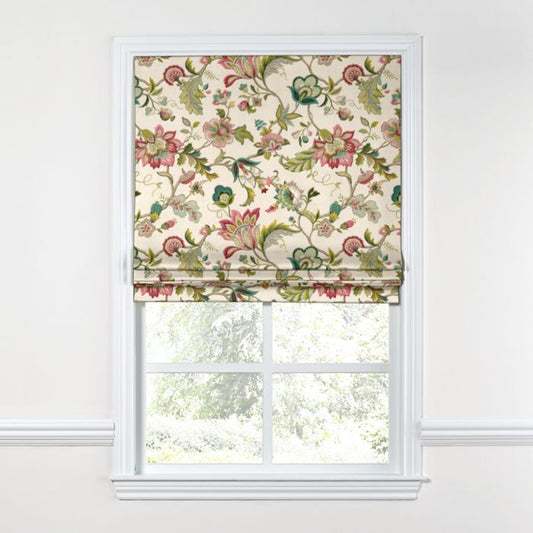 Flat Roman Shade in Fleur De Leaf - Blossom