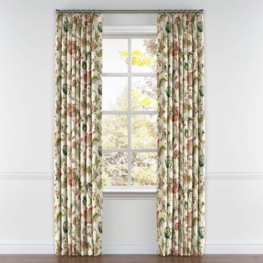 Pinch Pleat Drapery in Fleur De Leaf - Blossom