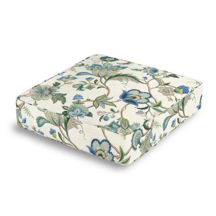 Box Floor Pillow in Fleur De Leaf - True Blue