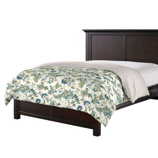 Duvet Cover in Fleur De Leaf - True Blue