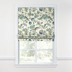 Flat Roman Shade in Fleur De Leaf - True Blue