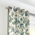 Grommet Drapery in Fleur De Leaf - True Blue