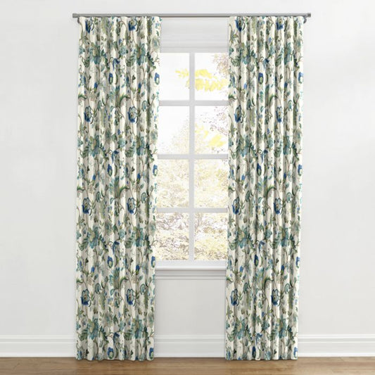Ripplefold Drapery in Fleur De Leaf - True Blue
