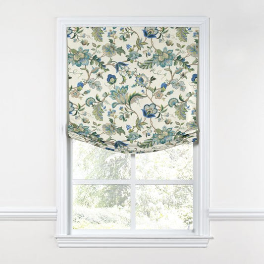Relaxed Roman Shade in Fleur De Leaf - True Blue
