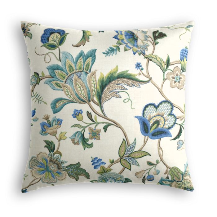 Throw Pillow in Fleur De Leaf - True Blue
