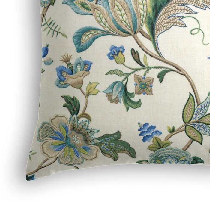Throw Pillow in Fleur De Leaf - True Blue