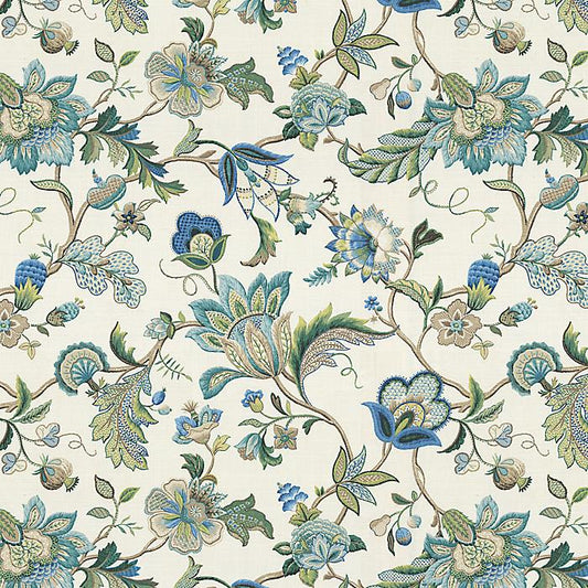 Ruffle Bedskirt in Fleur De Leaf - True Blue