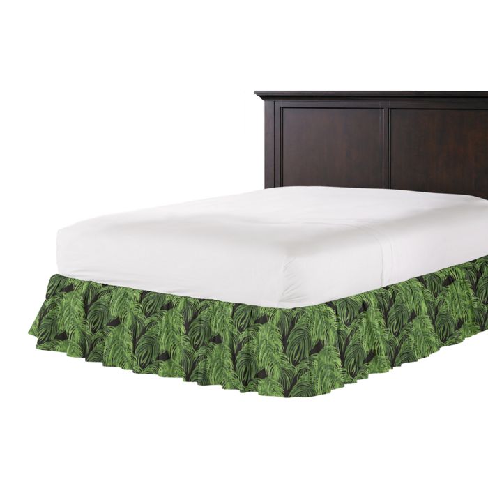 Ruffle Bedskirt in Fronds Forever - Kelly