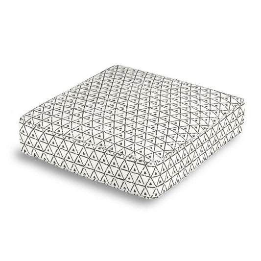 Box Floor Pillow in Mudcloth - Black & White
